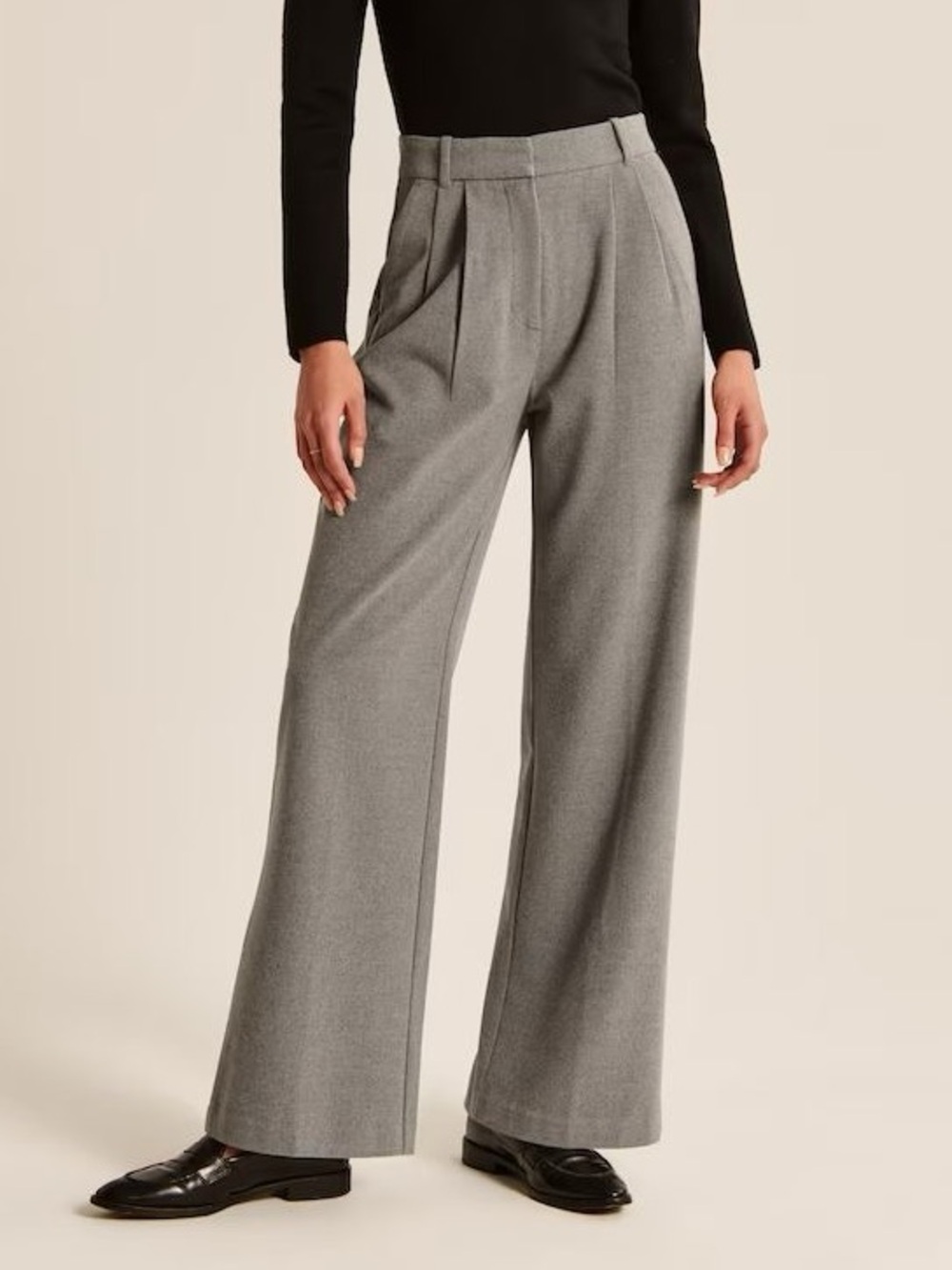 Like New: Curve Love A&F Sloane Brushed Wide Leg Pant in Dark Grey - 25 Reg